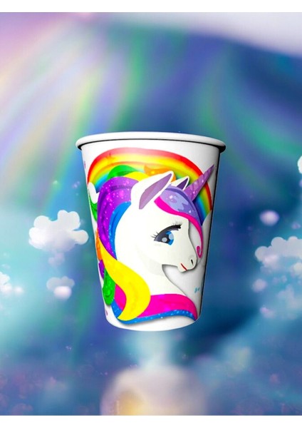 8 Adet Unicorn Temalı Bardak - Doğum Günü Parti ve Eğlenceli Etkinlikler Için