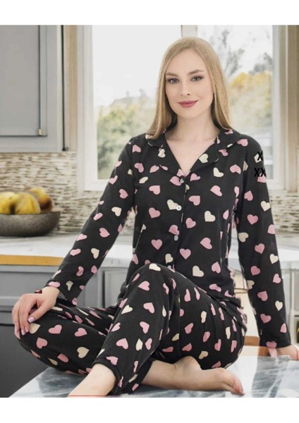 Kalp Desnli Pijama Takımı