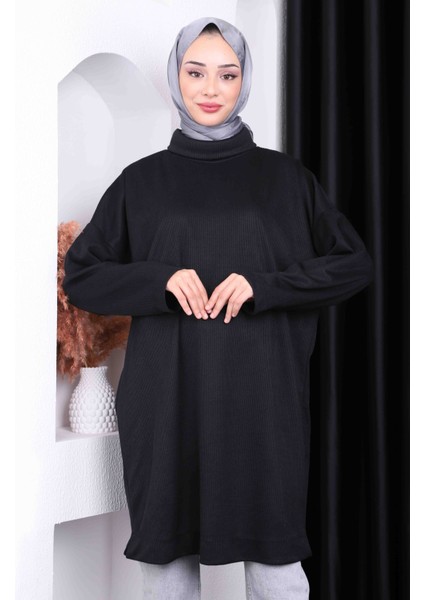 Siyah Balıkçı Yaka Triko Tunik