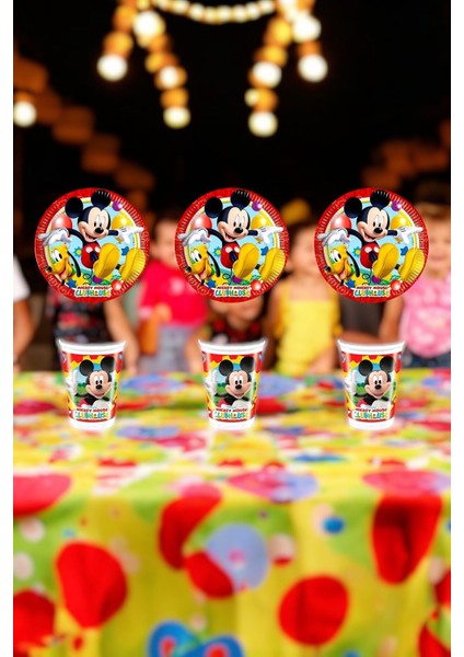8 Adet Mickey Mouse Temalı Tabak Bardak Seti - Doğum Günü Parti ve Eğlenceli Etkinlikler Için modelleri