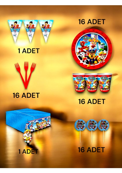 16 Kişilik Paw Patrol Temalı Premium Set - Doğum Günü Parti ve Eğlenceli Etkinlikler fiyatları