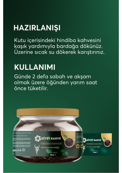 Dyt Diyet Kahve Hindiba Kahvesi Detox Kahve 1 Aylik - (60) Kullanım) Net 150GR
