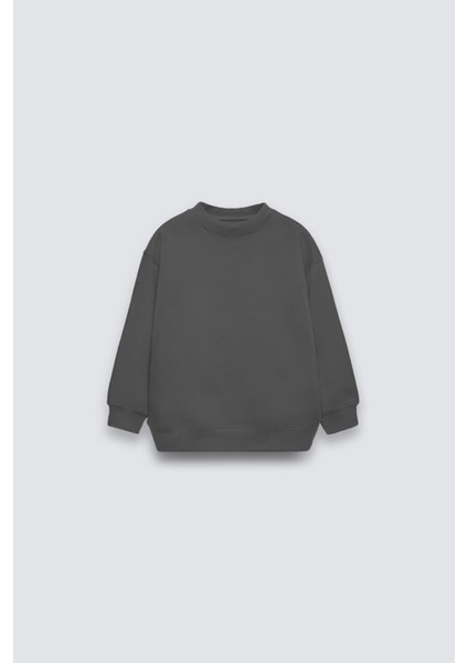 Füme Çocuk Basic Bisiklet Yaka Içi Polar Oversize Sweatshirt