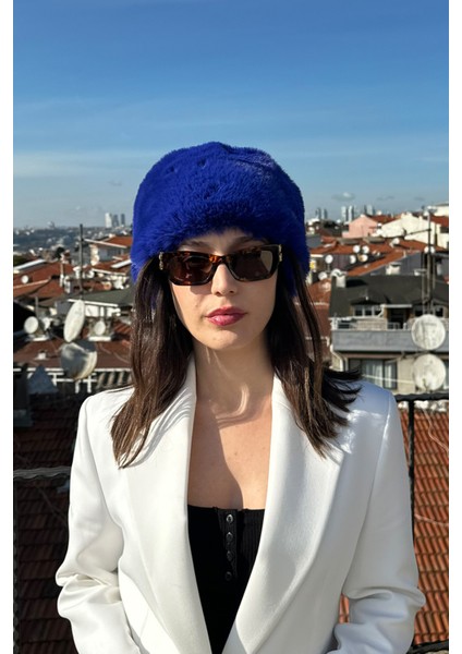 Kadın Kışlık Luxury Parlement Mavisi Rus/slav Tarzı Suni Kürklü Peluş Tüylü Trenduşanka Kalpak Şapka fiyatları