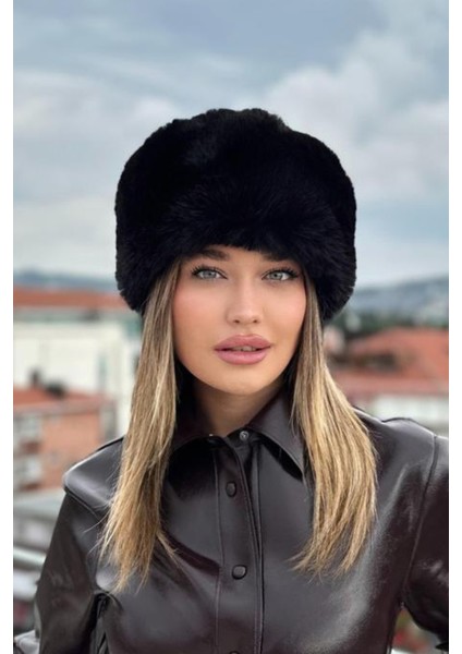 Kadın Kışlık Luxury Siyah Rus/slav Tarzı Suni Kürklü Peluş Tüylü Trenduşanka Kalpak Şapka fiyatları