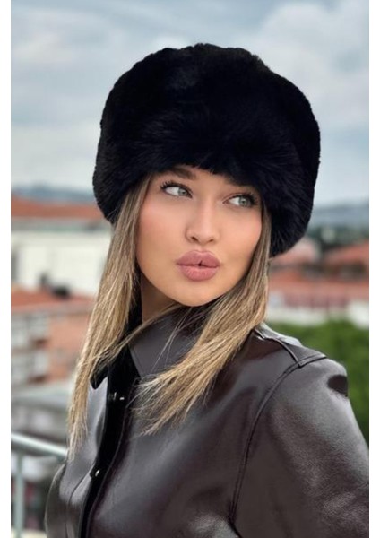 Kadın Kışlık Luxury Siyah Rus/slav Tarzı Suni Kürklü Peluş Tüylü Trenduşanka Kalpak Şapka modelleri