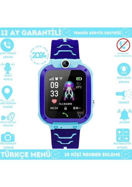 Ekmekteknem GW600 Sım Kart Özellikli Akıllı Çocuk Takip Saati-Mavi