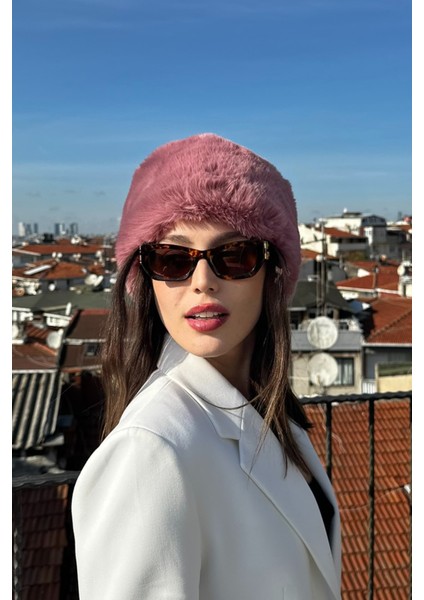 Kadın Kışlık Luxury Açık Fuşya Rus/slav Tarzı Suni Kürklü Peluş Tüylü Trenduşanka Kalpak Şapka modelleri