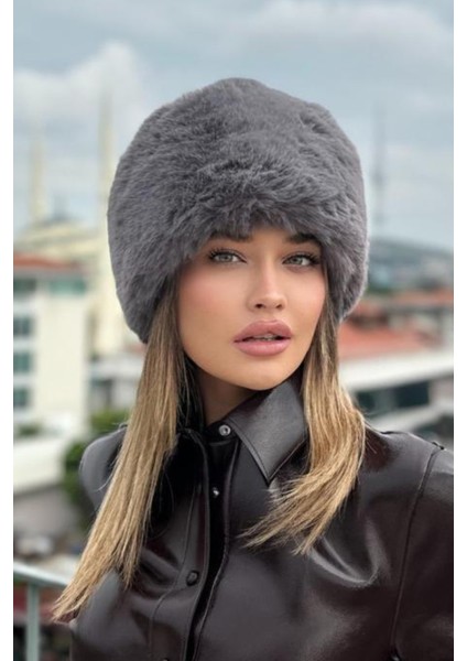 Kadın Kışlık Luxury Füme Rus/slav Tarzı Suni Kürklü Peluş Tüylü Trenduşanka Kalpak Şapka fiyatları