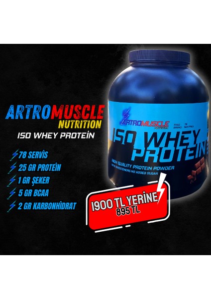 Artro Muscle Nutrition İzole Whey Protein Tozu 2300 gr Çikolata Aromalı