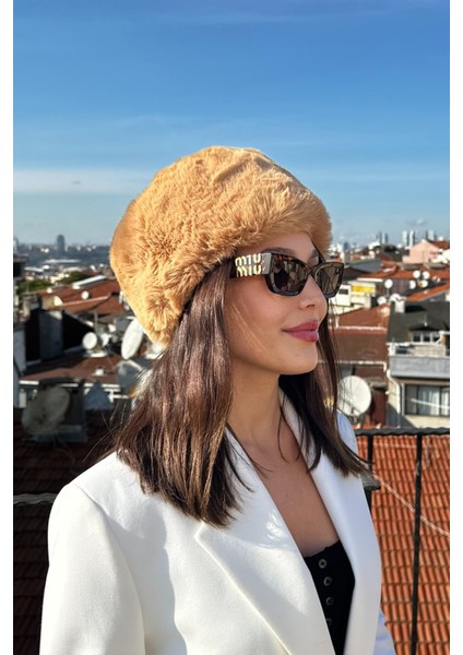 Kadın Kışlık Luxury Camel Rus/slav Tarzı Suni Kürklü Peluş Tüylü Trenduşanka Kalpak Şapka fiyatları