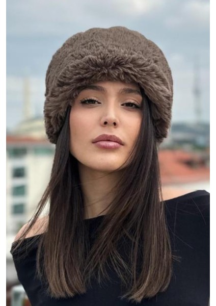 Kadın Kışlık Luxury Acı Kahve Rus/slav Tarzı Suni Kürklü Peluş Tüylü Trenduşanka Kalpak Şapka fiyatları