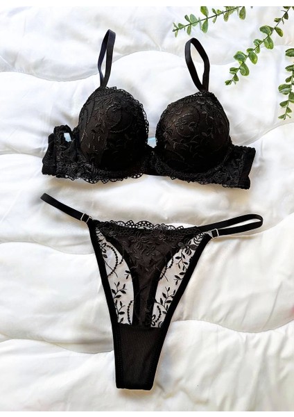 Destekli Brode Takım Siyah -171