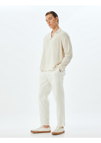 Klasik Gömlek Uzun Kollu Devrik Yaka Viskon Keten Karışımlı fiyatları