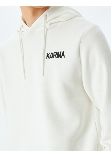 Pamuk Karışımlı Şardonlu Slogan Baskılı Kapşonlu Sweatshirt indirimleri