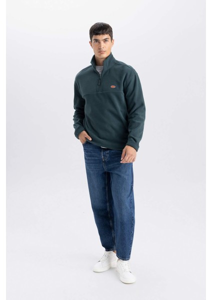 Relax Fit Dik Yaka Fermuarlı Polar Sweatshirt D2348AX24AU fiyatları