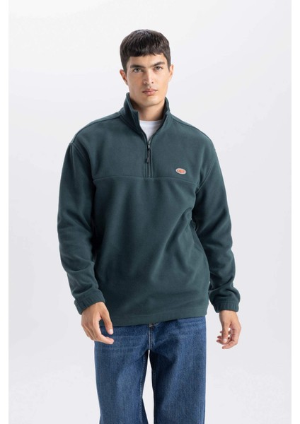 Relax Fit Dik Yaka Fermuarlı Polar Sweatshirt D2348AX24AU modelleri