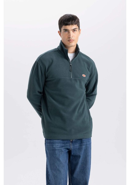 Relax Fit Dik Yaka Fermuarlı Polar Sweatshirt D2348AX24AU fırsatları
