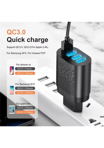 Hızlı Şarj Qc 3.0 4 USB Portlu 3.1A - 48W Çoklu Şarj Cihazı Beyaz