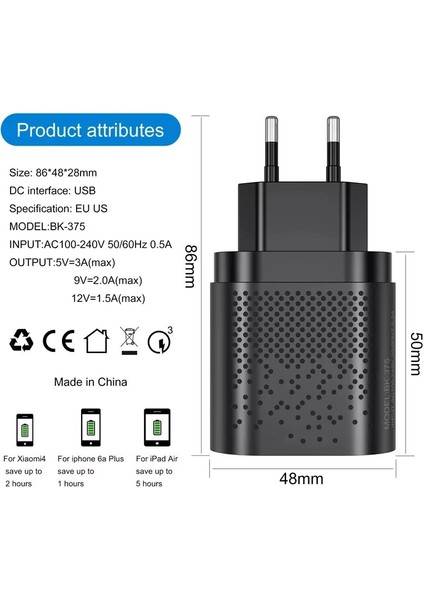 Hızlı Şarj Qc 3.0 4 USB Portlu 3.1A - 48W Çoklu Şarj Cihazı Beyaz