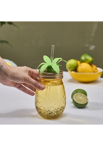 Ananas Transparent Pipetli Su Şişesi 550 ml