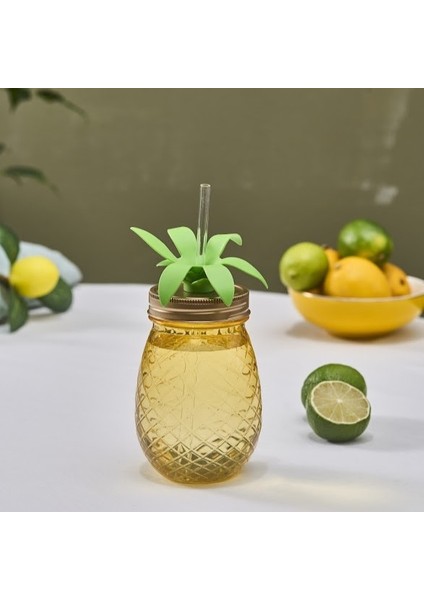 Ananas Transparent Pipetli Su Şişesi 550 ml