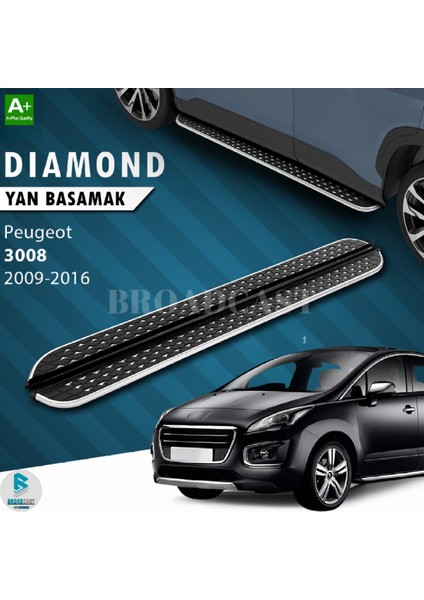 Peugeot 3008 Dıamond Krom Yan Basamak 209-2016 Arası Uyumlu