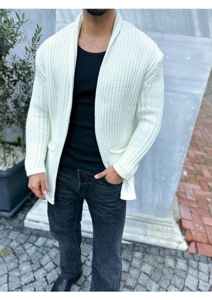 Hırka Kalın Örgü Şal Yaka Cepli Panço Triko Hırka Kapamasız fırsatları