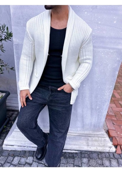 Hırka Kalın Örgü Şal Yaka Cepli Panço Triko Hırka Kapamasız indirimleri