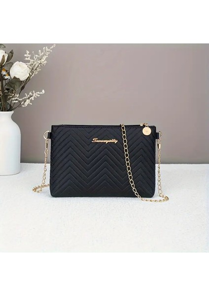 Şık Çizgili Kadın Çantası Zincir Kayışlı fiyatları