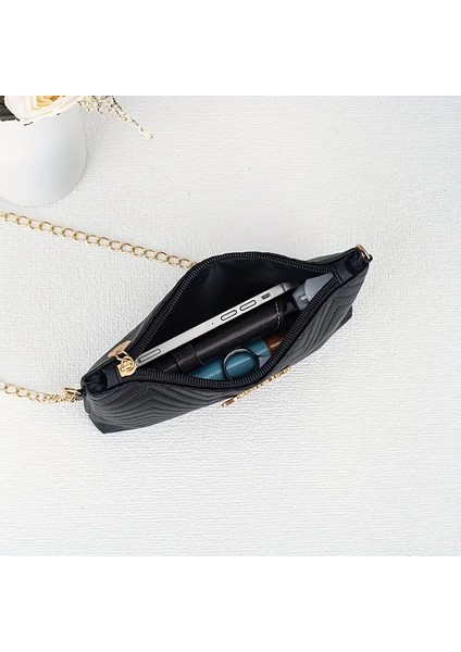 Şık Çizgili Kadın Çantası Zincir Kayışlı fırsatları