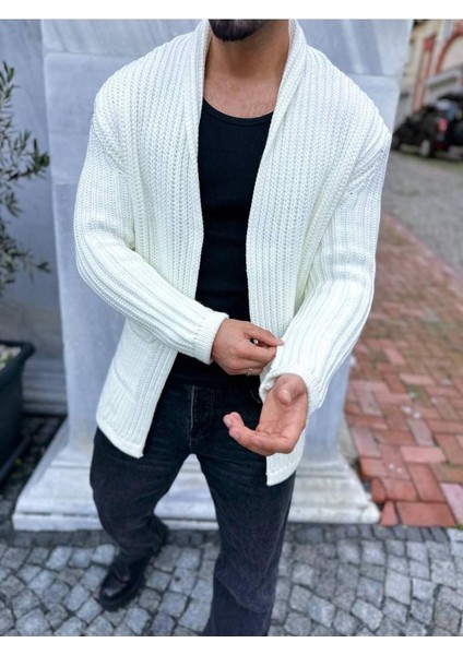 Hırka Kalın Örgü Şal Yaka Cepli Panço Triko Hırka Kapamasız modelleri