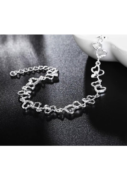 925 Ayar Gümüş Kalp Figürlü Taşlı Yeni Model Bileklik Sevgiliye Hediye fiyatları