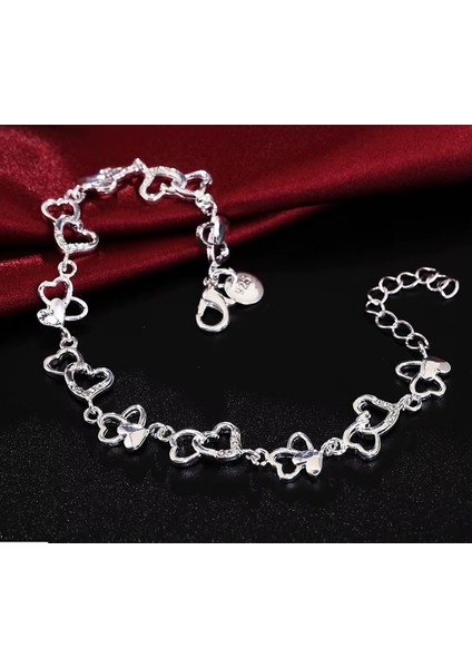925 Ayar Gümüş Kalp Figürlü Taşlı Yeni Model Bileklik Sevgiliye Hediye modelleri