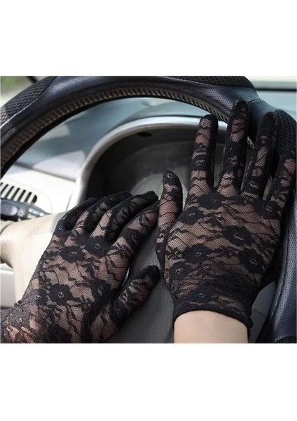 Siyah Renk Bilek Boyu Dantel Eldiven Yetişkin Boy fiyatları