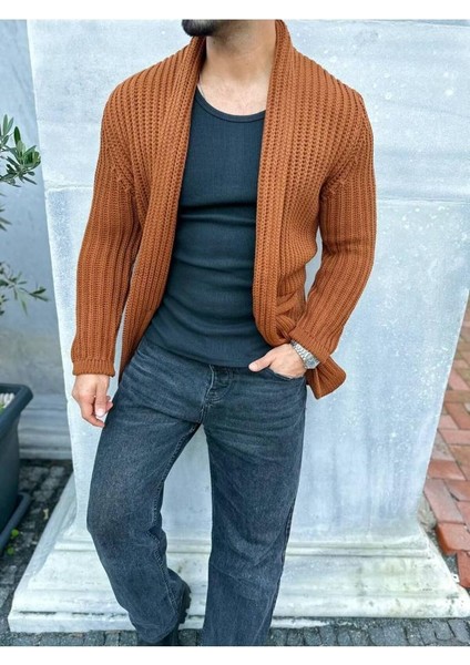 Hırka Kalın Örgü Şal Yaka Cepli Panço Triko Hırka Kapamasız modelleri