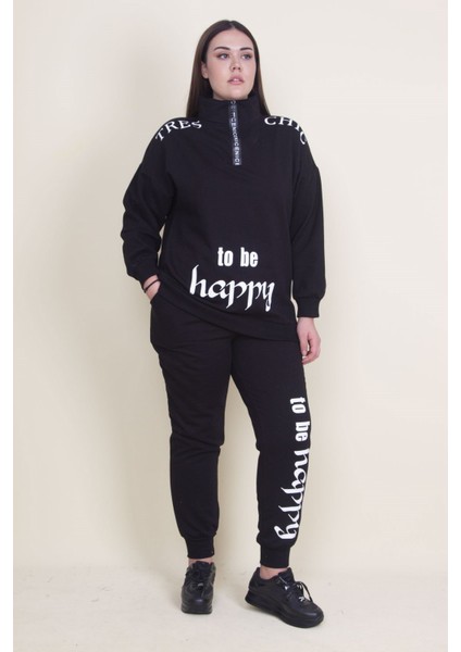 Kadın Gri Pat Fermuar Detaylı Şardonlu Baskılı Eşofman Takım 65N21019 fiyatları