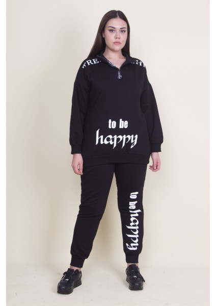 Kadın Gri Pat Fermuar Detaylı Şardonlu Baskılı Eşofman Takım 65N21019 indirimleri