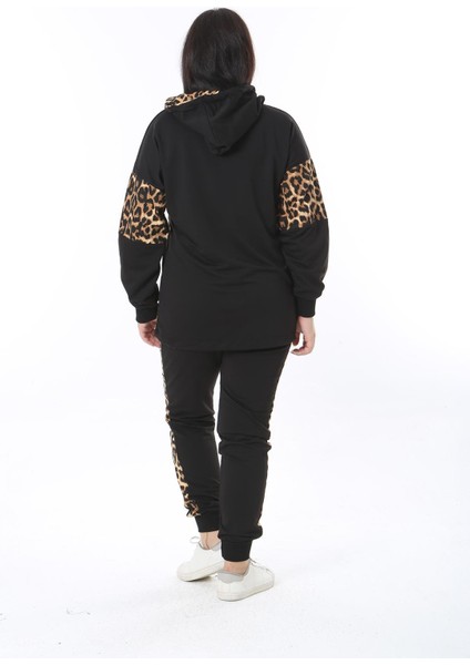 Kadın Büyük Beden Leo Leopar Garnili Sweatshirt Pantolon Ikili Takım 65N38375 indirimleri