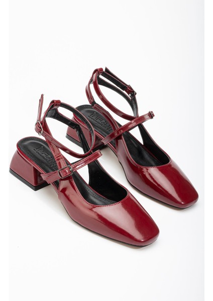 St-003 Bordo Rugan Günlük 4 Cm Topuklu Bayan Ayakkabı