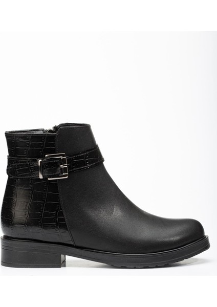 165-204/1 Siyaha Kroko Toka Aksesuarlı Fermuarlı Günlük Kadın Bot fırsatları