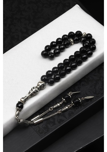 Oniks Doğal Taş Tesbih 8 mm Fasetli Küre Kesim