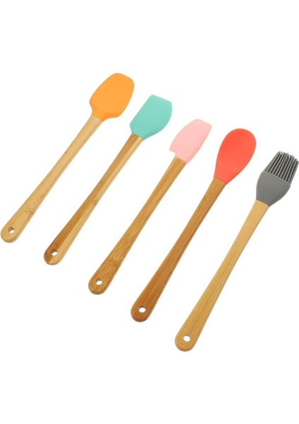 Bambu Saplı Silikon 5 Renkli Mini Spatula Fırça