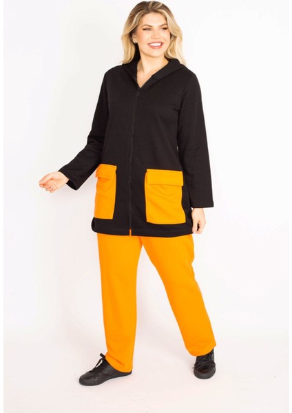 Kadın Mavi Cep Kombinli Kapşonlu Önü Fermuarlı Sweatshirt Pantolon Takım 65N34904 indirimleri