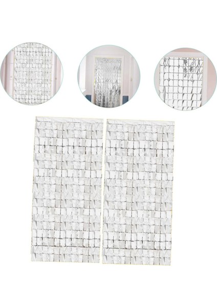 Ekstra Metalize Gümüş Renk Disko Dikdörtgen Kesim Kapı Perdesi Dekorasyon 1x2 Metre modelleri