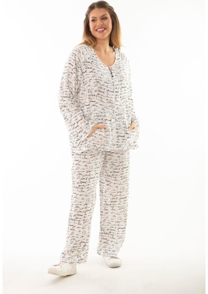 Kadın Büyük Beden Kemik Dokuma Viskon Kumaş Ön Fermuarlı Bluz Pantolon Ikili Takım 65N37005 fiyatları