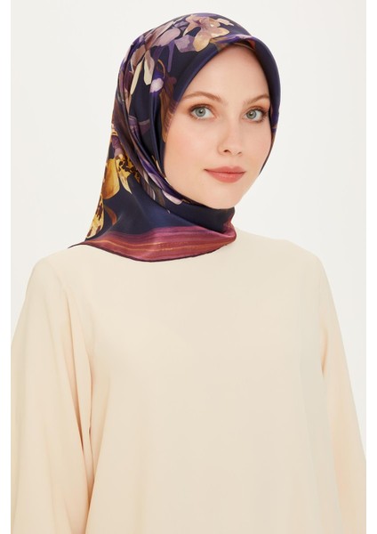 Armine Ipek Eşarp 2025 Kış - 9215-02 Lacivert Mor Twill