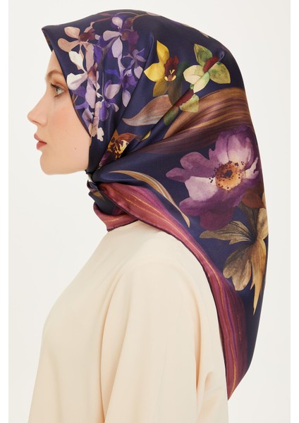 Armine Ipek Eşarp 2025 Kış - 9215-02 Lacivert Mor Twill
