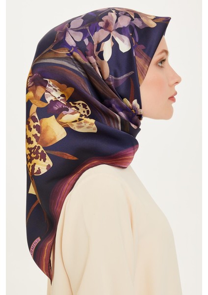 Armine Ipek Eşarp 2025 Kış - 9215-02 Lacivert Mor Twill