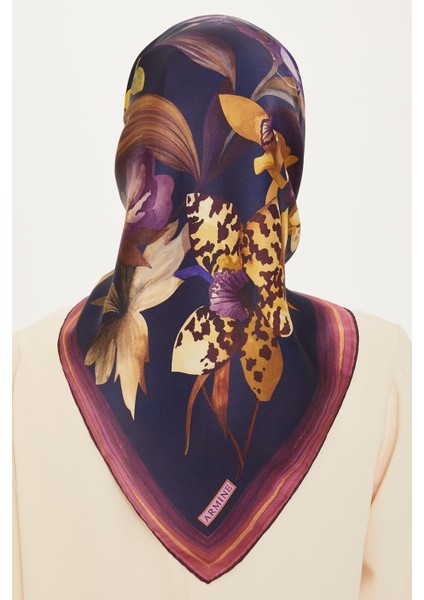 Armine Ipek Eşarp 2025 Kış - 9215-02 Lacivert Mor Twill